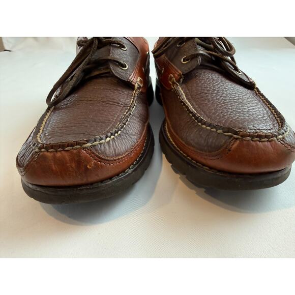 LL Bean Allagash Bison Handsewn Mens 12D Brown Leather Shoes 244472 Moc Toe main image 8